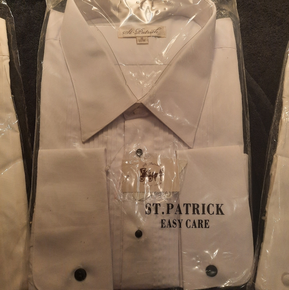 White French cuff men's button-up dress shirt size 19 34/35 St. Patrick
